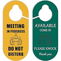 Lot De 2 Panneaux De Porte Avec Inscription « Meeting In Progress Do Not Disturb » - Double Face - Idéal Pour Les Bureaux, Les Sessions Et Réunions En