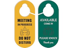 WSNIHO Meeting In Progress Door Sign, In a Meeting sign for office door, 2 Pack Double-Sided- "Meeting In Progress" And "Available" Ideal For Office Home Dorm Online Class And Meeting Sessions.