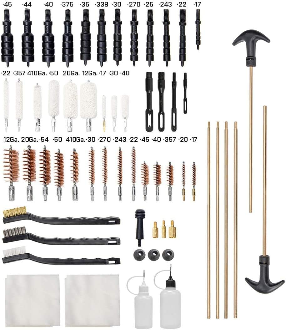 GLORYFIRE Universal Gun Cleaning Kit Hunting Rifle Handgun Shot Gun Cleaning Kit for All Guns with Case Travel Size Portable Metal Brushes : Sports & Outdoors