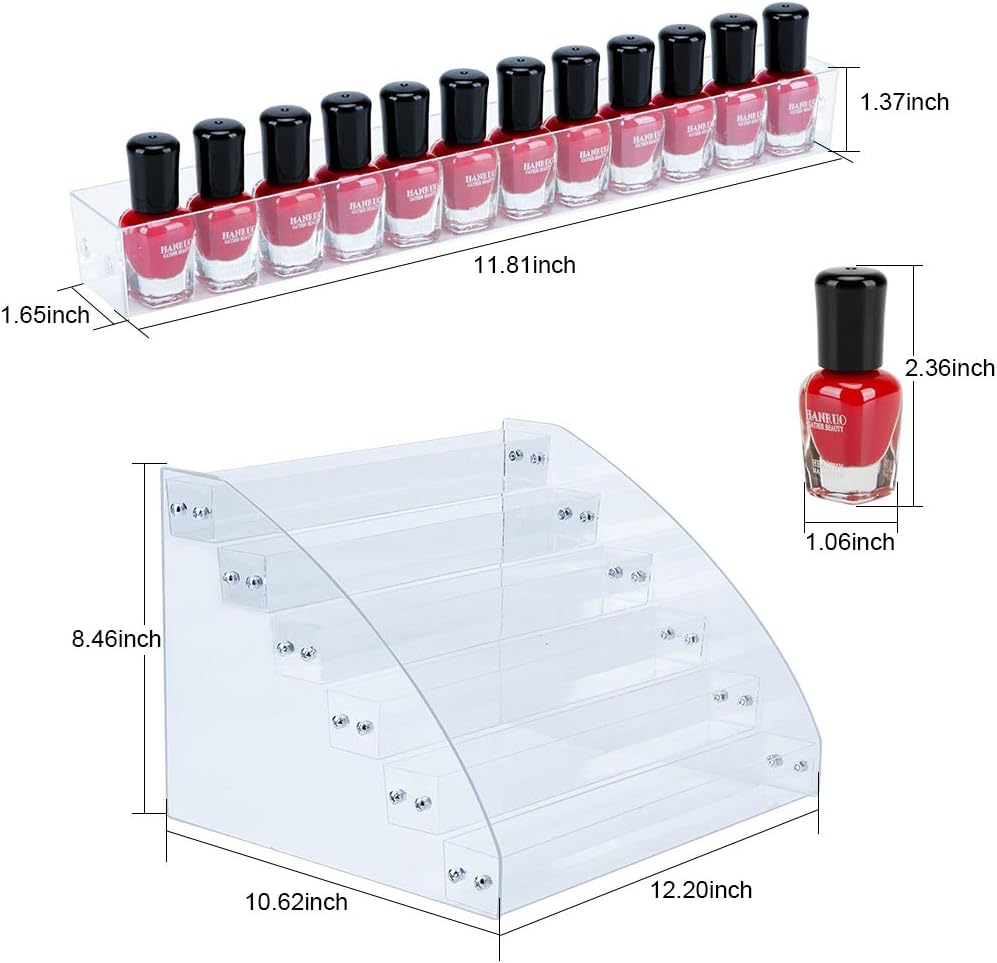 KINGROW Nail Polish Organizer 72 Bottles of 6 Layers Acrylic Display Rack Eyeglasses Storage Essential Oils Holder Makeup Organizer: Beauty