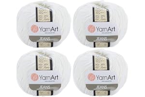 YARN ART 4 Skein 55% Cotton 45% Acrylic YarnArt Jeans Yarn 200 gr 696 yds Color (1 - White)