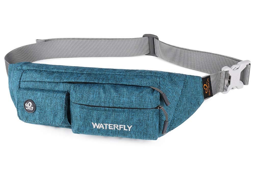 Waterfly Waist Bag Pack Slim Water Resistant Fanny Pack Travel Bum Bag Running Belt for Traveling Cycling Hiking Camping Peacock Blue