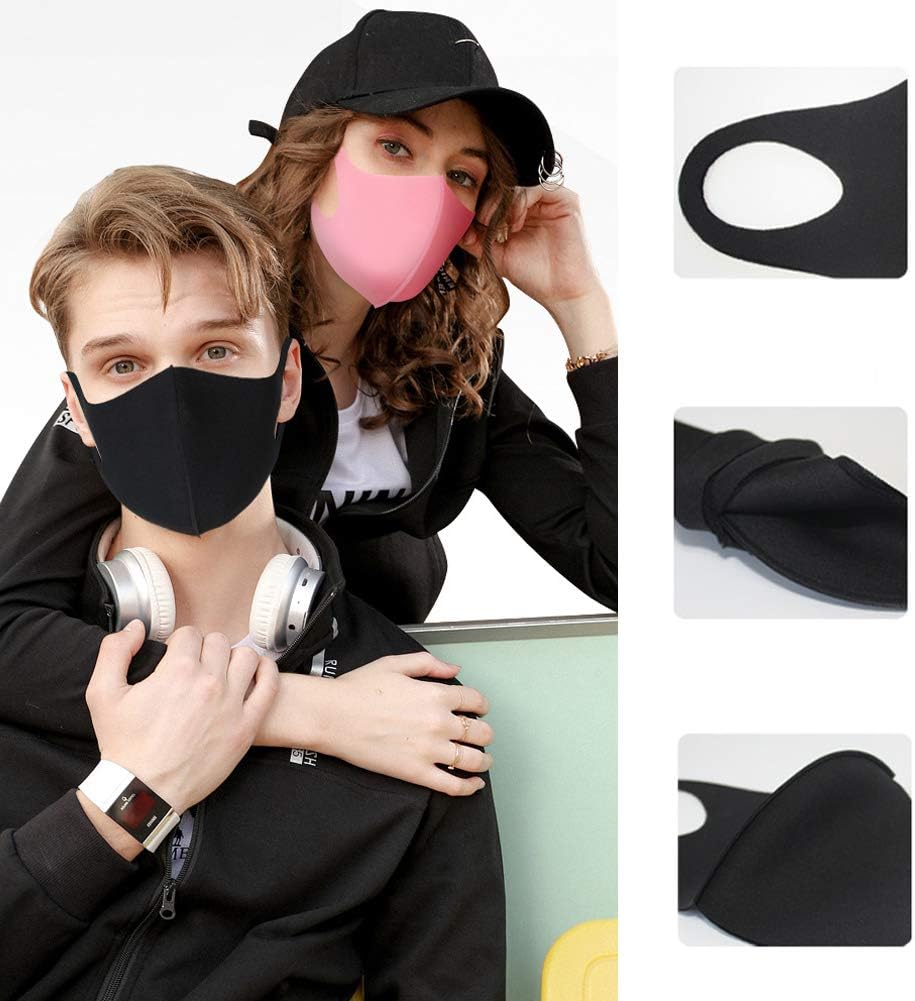 4 Packs Women Cotton Face Covers Reusable and Washable Fashion Men Breathable Face Protection Teens Cloth Shield（2Pcs Pink+2Pcs Black）