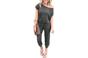 PRETTYGARDEN Jumpsuits for Women 2026 Summer Dressy Off Shoulder Romper Spring Vacation Travel Lounge Outfits Clothes