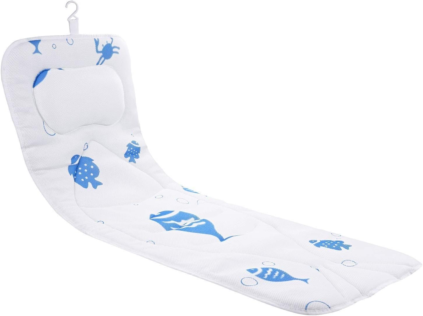 Full Body Bath Pillow For Tub - Luxury Bathbed With 5D Air Mesh Technology – Non-Slip Suction Cups - 48" x 17".(Ocean style)
