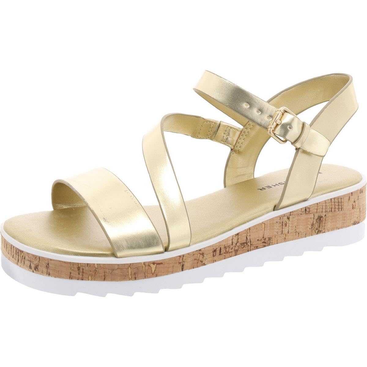 Marc Fisher Women’s GRANDIE Flat Sandal, Gold 710, 7.5
