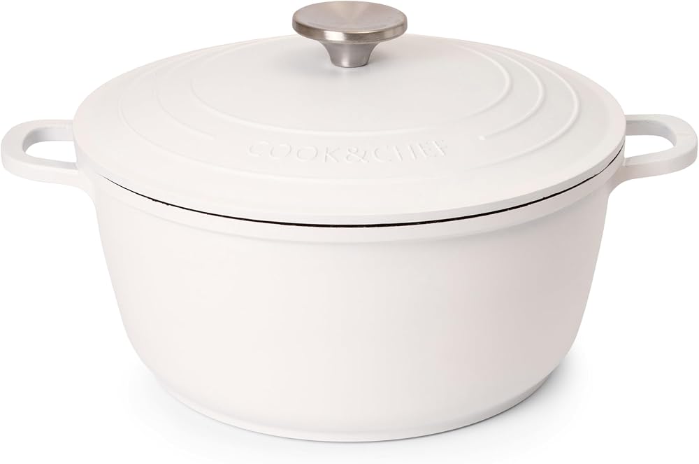 Nuovva Casserole Dishes with Lid 4L 24cm Cream Induction Oven Proof