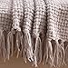 PERSUN Throw Blanket Textured Solid Soft Decorative Knitted Blankets with Fringes for Sofa Couch Home Decor, 50