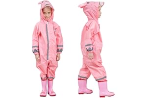 Toddler Rain Suit Baby Rain Suit with Hood Waterproof Coverall One Piece Rain Suit Kids (3-10 Years)