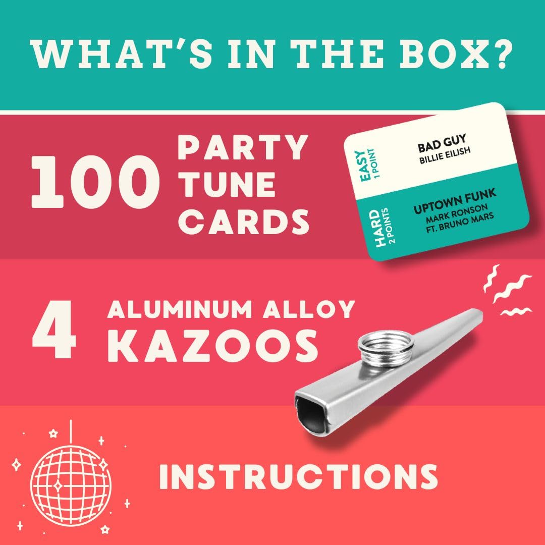 Ridley’s Kazoo That Tune Song Guessing Game – Fun Song Games for Families, Fast-Paced Game for 2-4 Players, Ages 8+ – Includes 4 Kazoos and over 200 Well-Known Tunes