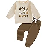 Kupretty Toddler Baby Boys Clothing Set Fashionable Long Sleeve Raccoon Printed Pullover with Pants 2Pcs Fall Outfits