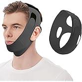 Anti Snore Chin Strap for Sleeping & Cpap Users, Comfortable Adjustable Snoring Solution, Durable Reusable Elastic Cpap Chin Strap to Keep Mouth Closed While Sleeping (Black)