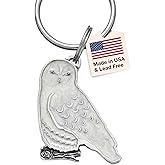 DANFORTH Snowy Owl Keychain | Made in USA | Handcrafted Pewter Owl Keyring | | 1 ½” Tall