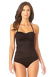 Anne Cole Women's Solid Twist Front Shirred Bandeau