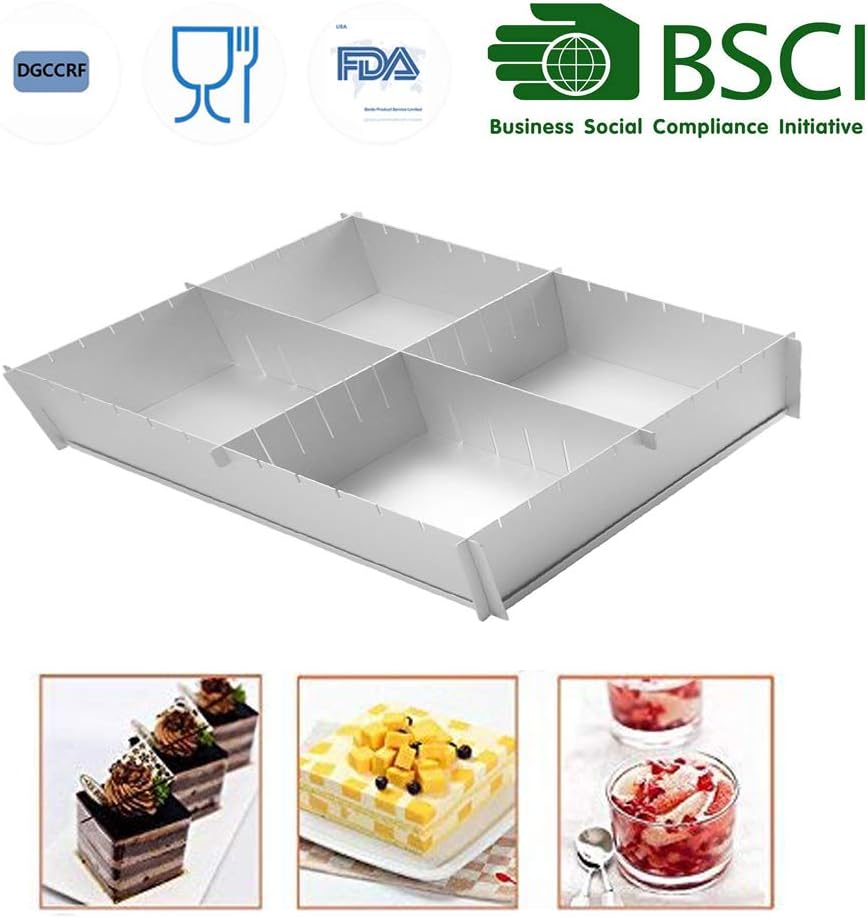 HAIT Cake Baking Aluminum Baking Tray Multifunction Adjustable Square Family Baking Mold (A)