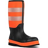 TerraTrax Men's Steel Toe Rubber Work Boots, Waterproof Neoprene Safety Boots with Puncture Proof Midsole - Oil & Chemical Resistant, Reflective High-Vis for Construction, Concrete, Roadwork