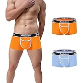 SUMABA Men's Boxer Underwear with Bulge Pouch Short Leg Sexy Low Rise Briefs