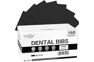UTHIN Disposable Dental Bibs 13"x18"（160Pack） - 3 Ply Waterproof Tattoo Bib Sheet for Patients - Dentist Tray Cover and Nail Table Cover Supplies, Black