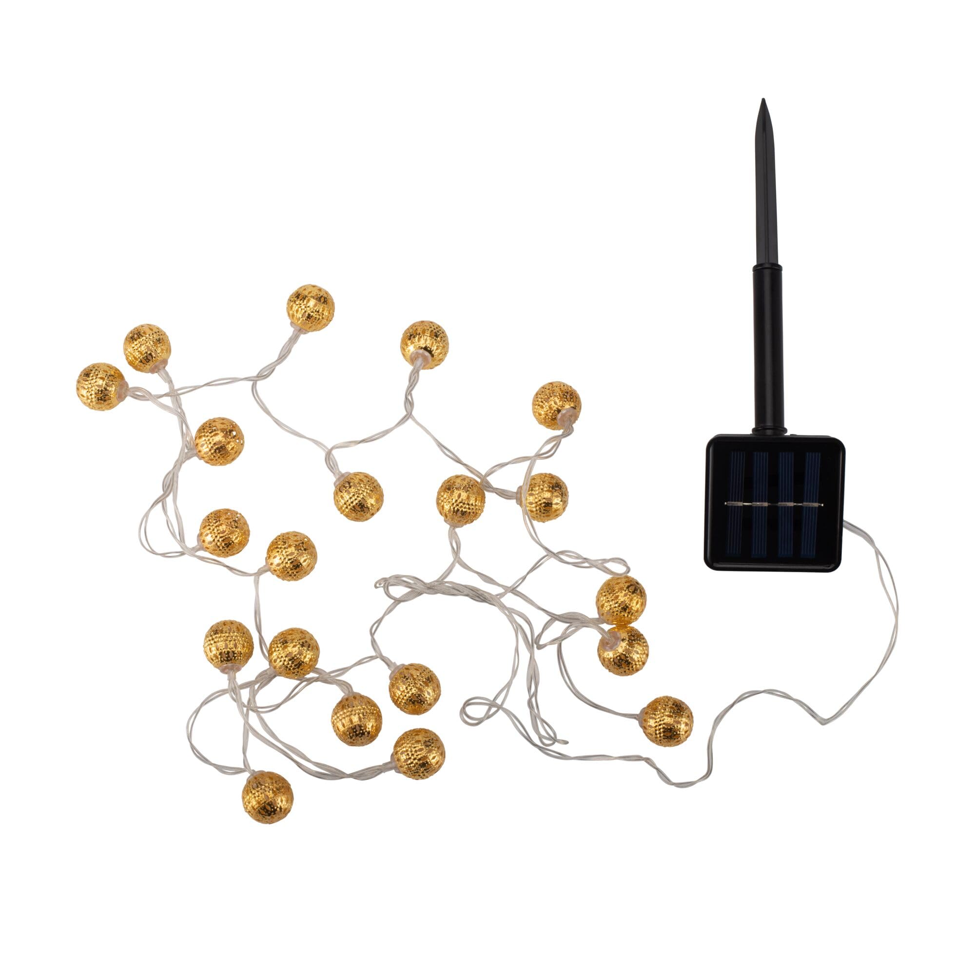 Pauleen 48183 Solar String Lights for Balconies or Gardens Sunshine Glamour, Gold, Outdoor Lighting, Metal, Solar 3000K