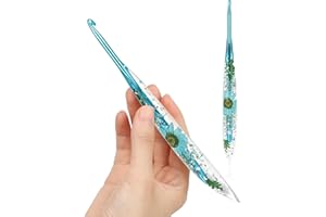 Katech 5mm Crochet Hooks with Floral Pattern-Elegant &Unique Crochet Needles-Longer Smooth Glide Crocheting Hook for Arthritic Hands, Beginners & Professional Ideal Crochet Gift(H)