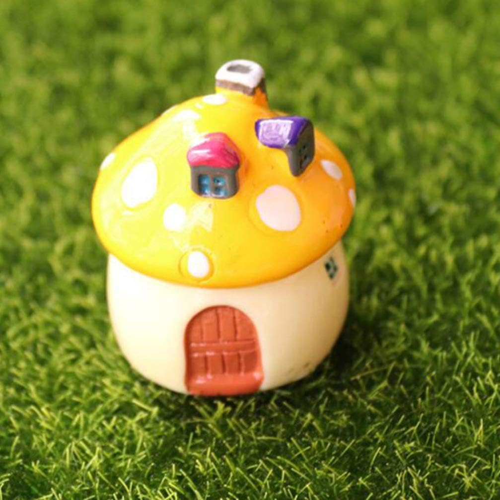 LIOOBO 4pcs Miniature Fairy Garden Mushroom House Ornament Outdoor Garden Decor Plant Pots Accessories Bonsai Craft Supplies Mixed Size Yellow - Image 4