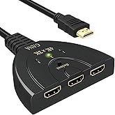 HDMI Switch, GANA 4K HDMI Splitter 3 in 1 Out, 3-Port Switcher Selector with Pigtail HDMI Cable,Supports Full HD 4K 30Hz 1080