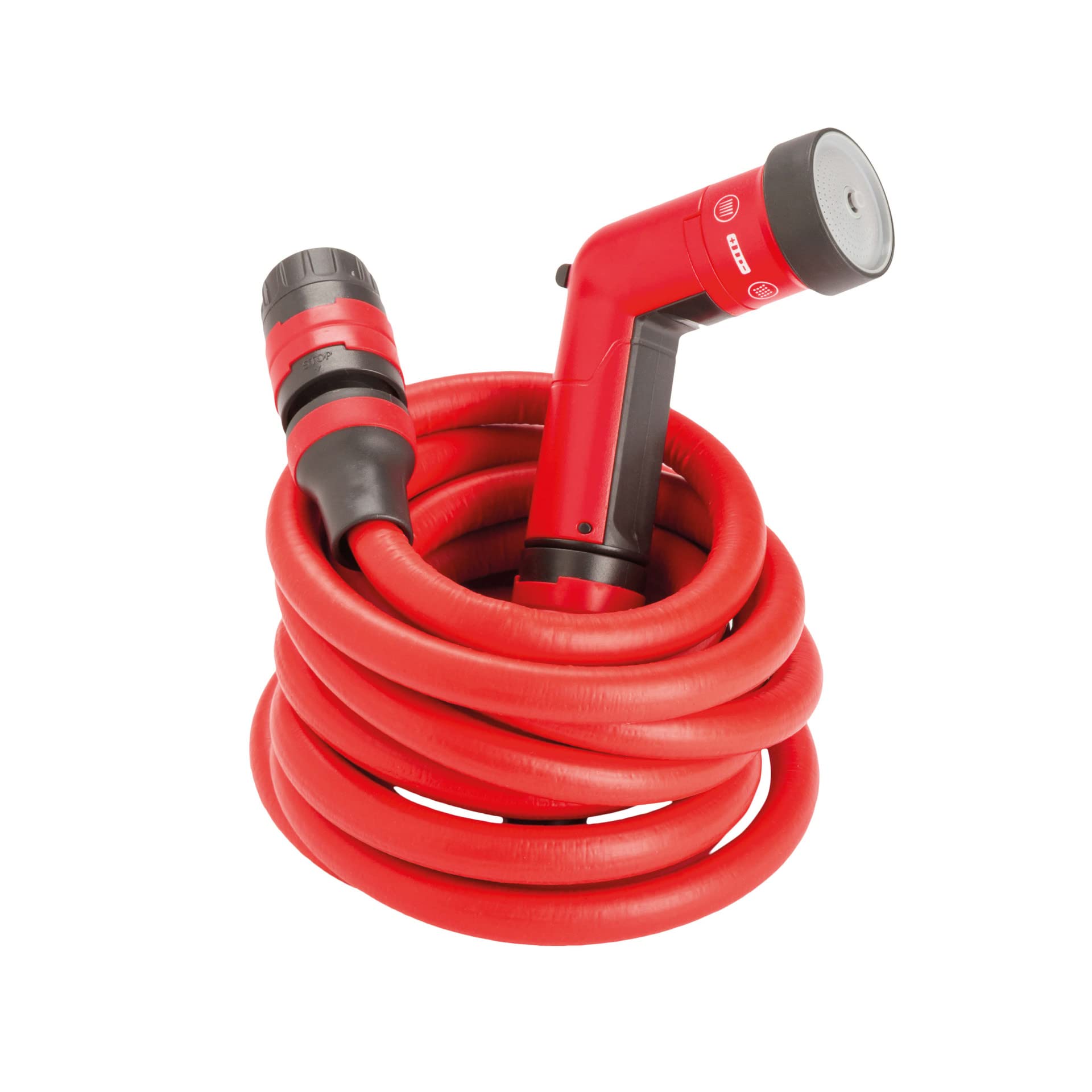FITT YOYO 10 m, Extendable and Flexible Garden Water Hose Pipe with Multi-Function Spray Gun, Red