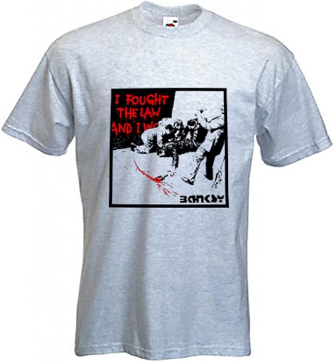 Banksy I Fought The Law TShirt Amazon.co.uk Clothing