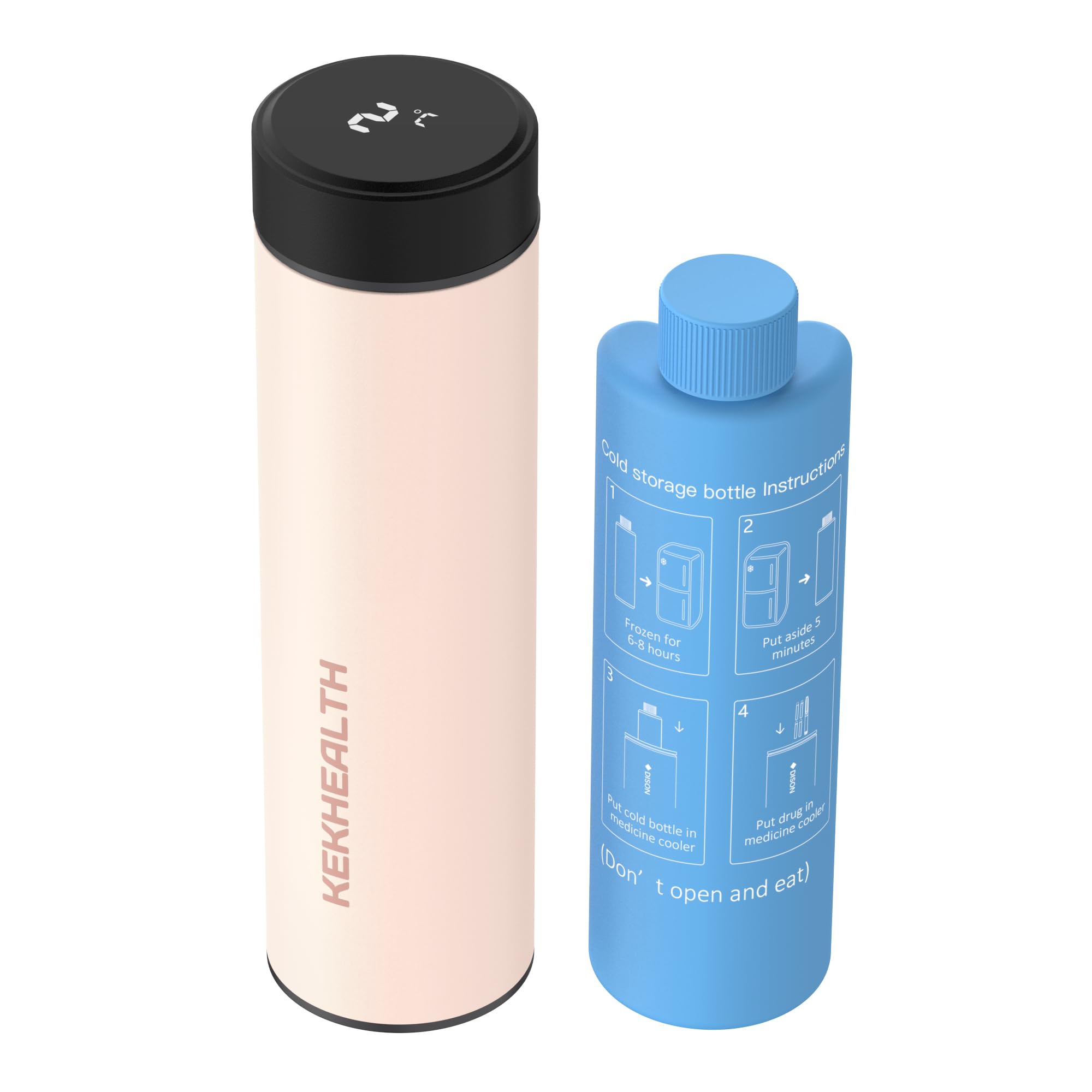 KEKHEALTH Smart 60H 3 Insulin Pens Cooler Travel Case Temp Display with QR Medical Travel Tag Medicine Cooler for Travel TSA Approved EpiPen Carry Case (Rose Quartz)