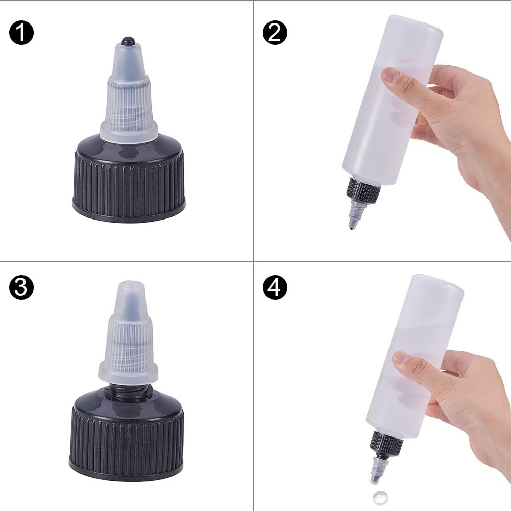 BENECREAT 8Pack 7.8 Ounce Plastic Squeeze Dispensing Bottles with Black Twist, Open/Close Nozzle, Good for Crafts Art, Glue - Image 3