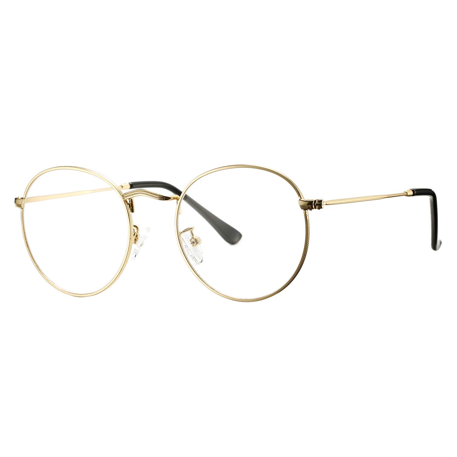 Photo 1 of Pro Acme Classic Round Metal Clear Lens Glasses Frame Unisex Circle Eyeglasses (Gold)