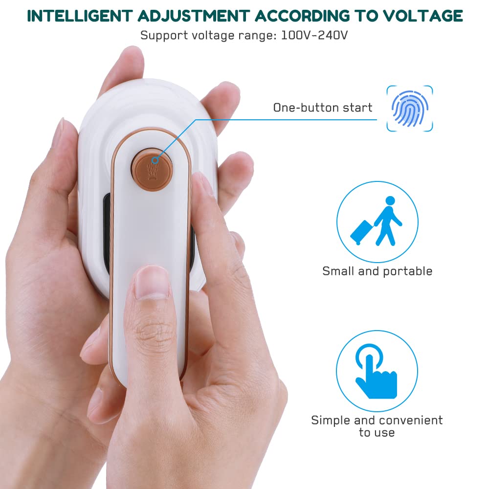 Portable Handheld Iron, Brynnl Mini Handheld Steamer Iron for Clothes, 180°Rotatable Travel Garment Steamer, Mini Ironing Machine Support Dry & Wet Ironing for Home,Travel,Gifts (white)