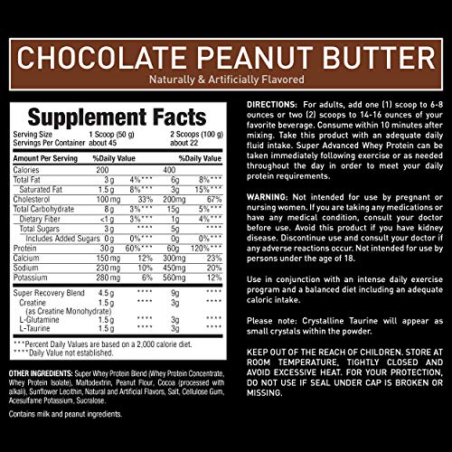 Body Fortress Super Advanced Whey Protein Powder 5 lb, Chocolate Peanut