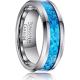 SOXEMAN Tungsten Wedding Band with Colorful Inlay, 8mm Wide Beveled & Polished Edges
