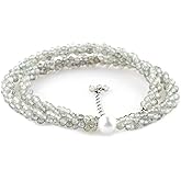 CRYSTALIS Natural Labradorite Enchanting Beads Twisted Rope Choker Necklace with Elegant Pearl, Beaded Crystals, Chakra Healing Gemstone, Gift Giving Women Jewelry, 925 Sterling Silver 18 inch