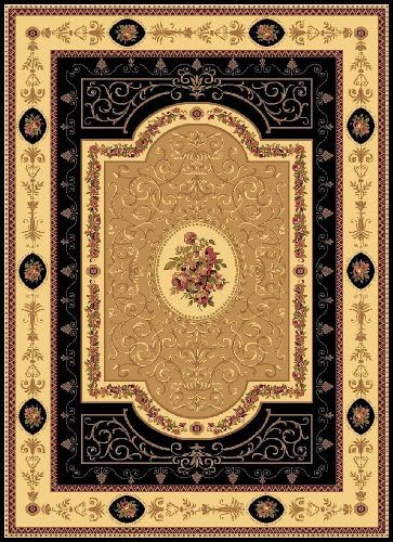 Rugs America European Rectangle Area Rug 7'10"x10'10" F. Aubusson Black New Vision Collection