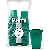 PAMI Colorful 9oz Plastic Party Cups [Pack of 80]- Disposable Drinking Glasses Bulk- BPA-Free Colored Cups For Water, Iced Tea, Jello, Cocktails, Beer & Cold Drinks- Throw-Away Plastic Cups, Green