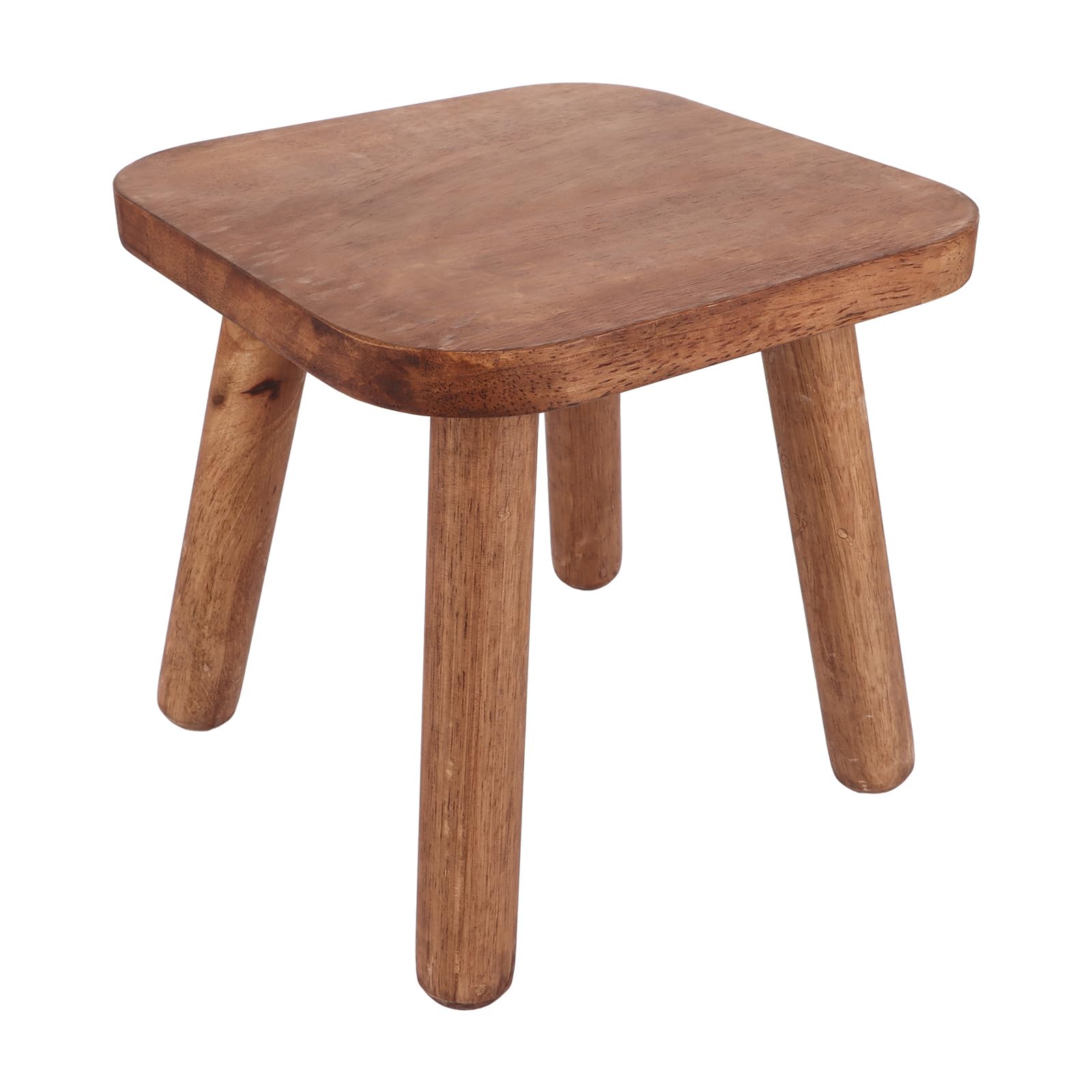 ASelected Small Wooden Stool - 24Cm Square, Solid Wood, Removable Foot Rest - Portable for Kids & Adults, Living Room, Bathroom, Kitchen, Office, Garden, Fishing, Brown