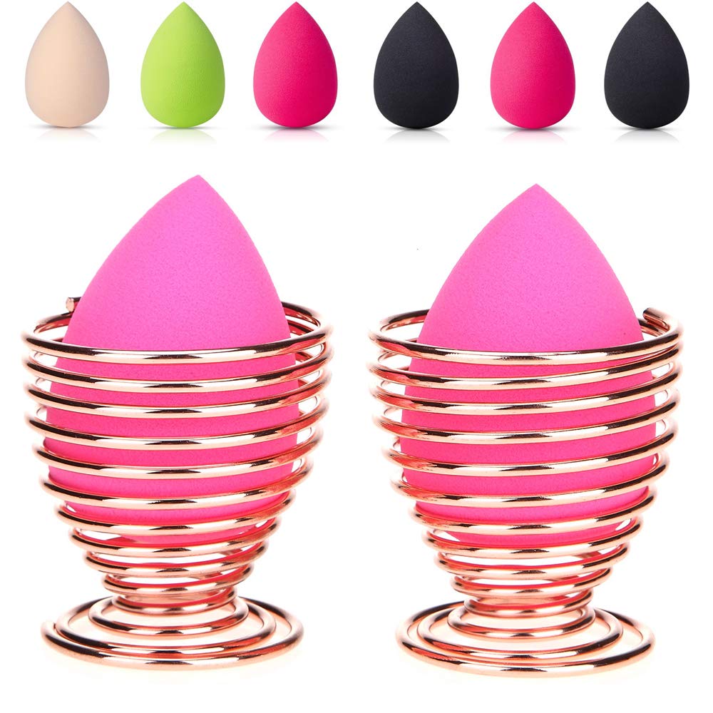 LanMa Beauty Sponge Blender Holder,(2 Pack Rose Gold) Makeup Sponge Drying Stand Storage Egg Powder Puff Display Stand