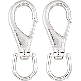 SHONAN Large Stainless Steel Swivel Snap Hooks, 2 Pack 4.6 Inch Heavy Duty Boat Hooks, Large Spring Clips for Boat Anchor Ropes and Cables