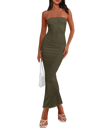 Forever 21 Women's Strapless Maxi Dress with Side Ruching on Both Sides and Metal Detail with Beads at Bust, Black, XS : Clothing, Shoes & Jewelry