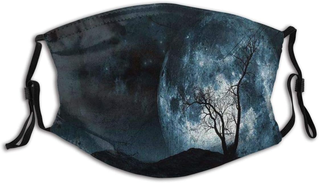 Eamibay Night Moon Sky With Tree Silhouette Gothic Halloween Colors Scary Artsy Face Ma-sk Bandana Headwear