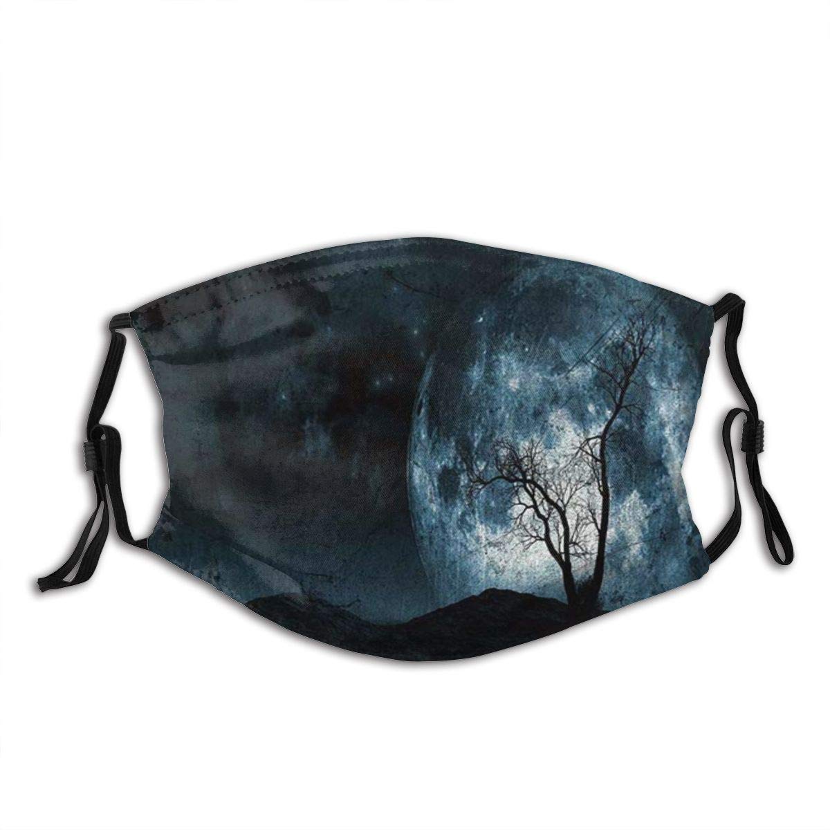 Eamibay Night Moon Sky With Tree Silhouette Gothic Halloween Colors Scary Artsy Face Ma-sk Bandana Headwear
