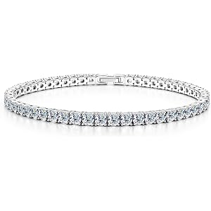 WES 3mm Moissanite Tennis Bracelets for Women Men - Brass Fold Over Clasp Total 5.5ct D Color VVS1 Round Cut Classic Moissani