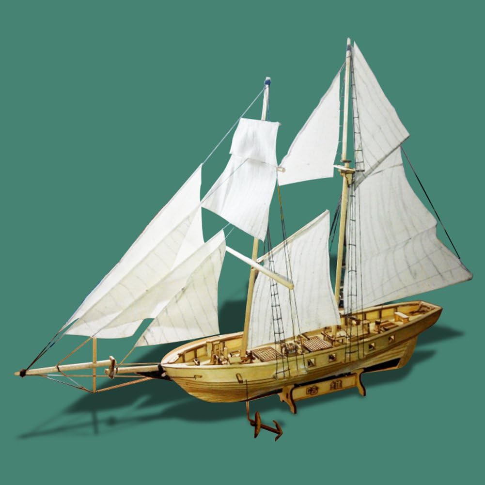 Zantec Boat Model Toy Assembling Building Kits Ship Model Wooden Sailboat Toys Harvey Sailing Model Assembled Wooden Kit DIY