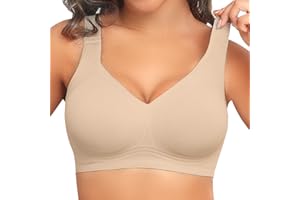 PoseFree Womens Seamless Wireless Supportive Bra Push Up Comfort Soft No Underwire Full Coverage T-Shirt Bra