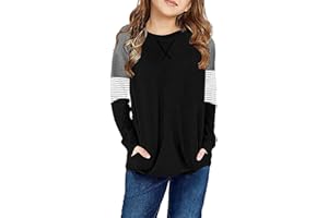 storeofbaby Girls Tops Casual Long Sleeve Shirts Loose Round Neck Tunic Blouse