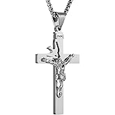 HZMAN Dove Holy Land Gift INRI Cross Crucifix stainless steel Pendant Necklace With Free Chain