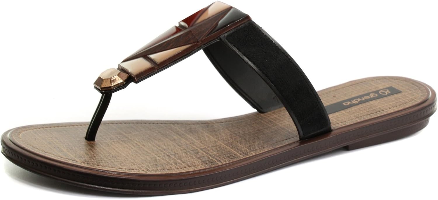 Amazon.com | Grendha Brasil Treasure Thong Black Womens Flip Flops, Size 10 | Flip-Flops