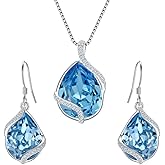 EVER FAITH 925 Sterling Silver Gift Jewelry for Women CZ Twist Teardrop Adjustable Pendant Necklace Earrings Set